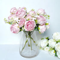 Boucle De Paejas Artificiales De Alta Calidad Con 7 Cabezas Rosa Y Azul Para Decoración De Hogar Bodas Fiestas Plantas Falsas Para El Hogar - details 20