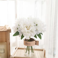 5pcs Flores Artificiales De Seda Blanca Gran Peonia Bouquet Decoración Para Bodas Hogar Y Fiesta Navidad Alta Calidad Flores Falsas - details 3