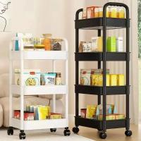 Estante De Almacenamiento Multicapa Móvil Para Cocina Dormitorio Baño Con Carro De Trolley Para Snacks De Bebé En Color Blanco Y Negro - details 0