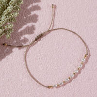 6PCS Pulseras Minimalistas De Cuero Con Perlas Simuladas Y Semillas De Cobre Multicolor Estilo Bohemio Joyería De Moda 2024 Para Mujer - details 1