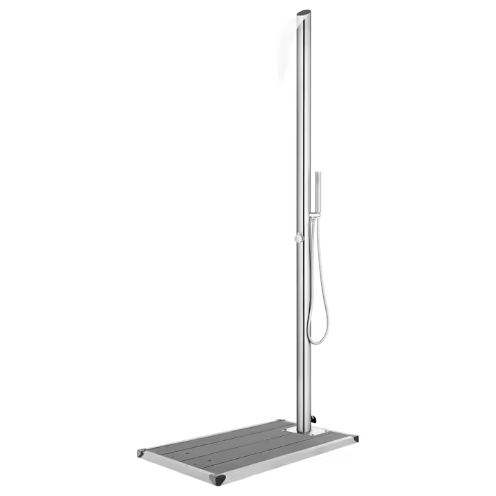 vidaXL Ducha de Jardín con Base 225 cm Acero Inoxidable Playa Piscina Color Gris,  Marrón, y mas - 1