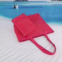 EILV - Bolso de Playa con Estilo Boho | Bolsa Transparente de Malla + Tejido Calado | Incluye Neceser | Multicolor - details 8
