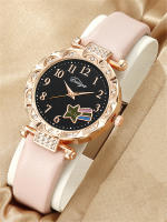 Reloj De Cuarzo Para Mujer Con Cinturón De Dibujos Animados Joyería De Moda Simplicidad Collar Con Diamantes Aretes Y Anillo Pack De 5 Piezas - details 5