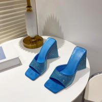 Zapatillas De Mujer Eilyken Verano Con Tacón Alto Y Diamantes Triangulares Zapatos De Baile Modernos De PU Para Fiestas - details 12