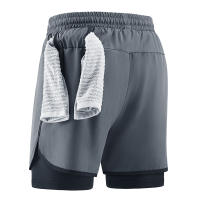 Shorts De Fitness Para Hombre Doble Capa 2 En 1 Deporte Entrenamiento En Gimnasio Quick Dry Running Verano Short De Dos Niveles - details 5