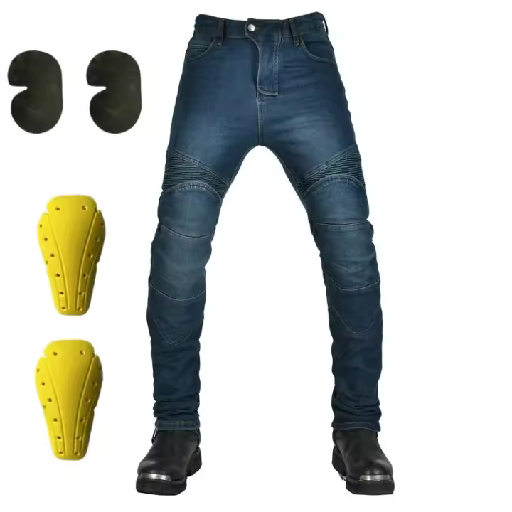 Pantalones De Motocicleta Clásicos Para Todas Las Estaciones Resistentes Caídas Jeans De Carreras Material De Poliéster Y Nylon - 1