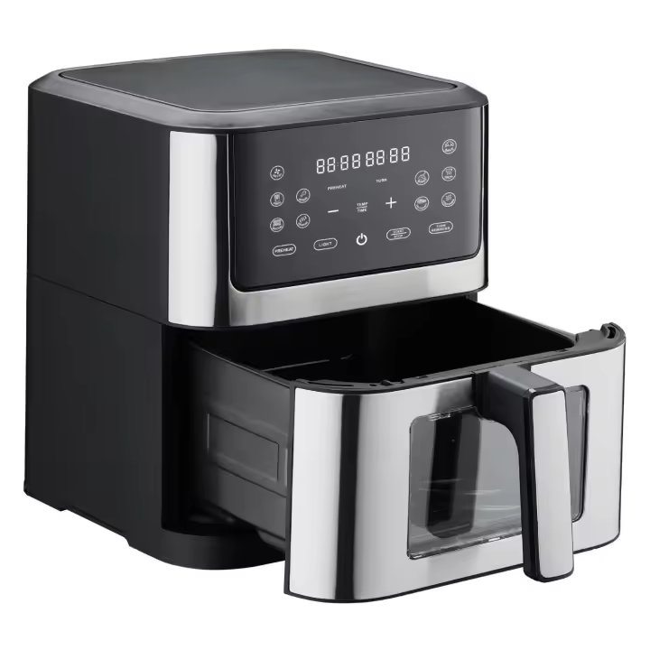 Freidora de Aire 6L / 8L Sin Aceite 1500W Horno de Gran Capacidad Freidoras de Aire Saludable con 10 programas Preajustes, Ventana de Cocción Visible, Cesta Antiadherente, Recetario Incluido - 1