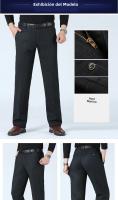 Pantalones De Negocios Para Hombre Talla Grande Corte Slim Moda Casual Estirado Adecuado Para Otoño Verano Pantalones Sólidos Negros Azules Oscuros - details 10