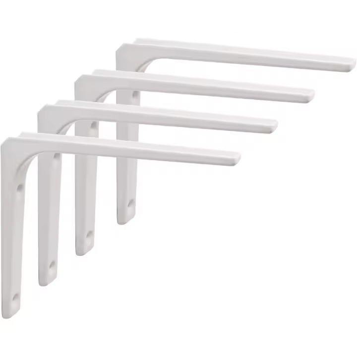 Soporte para estante de pared, 4 piezas Soporte de metal 150 mm x 125 mm Soporte resistente Soporte para estante de pared para decoración de pared de cocina industrial Montaje en pared de radiador (blanco) - 1