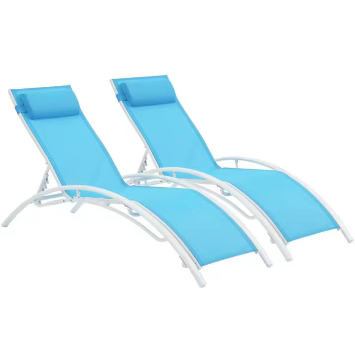 Conjunto de dos tumbonas de aluminio Beauty - "Phoenix" - Azul - 1