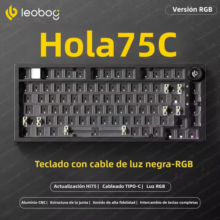 TECLADO MECÁNICO GAMING LEOBOG Hi75C pro Con Aluminio Y Teclas De Intercambio Calor Cableado RGB Personalizable Para Jugador Con Gaskets - 1