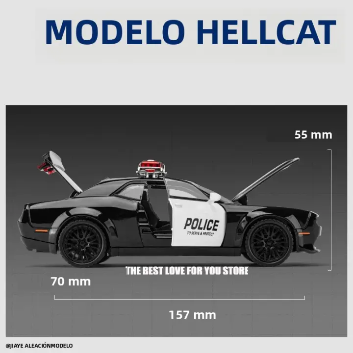Coche De Juguete Dodge Hellcat 1:32 Metálico Con Sonido Y Luz Modelo De Coche De Policía Pull Back Para Niños - 1