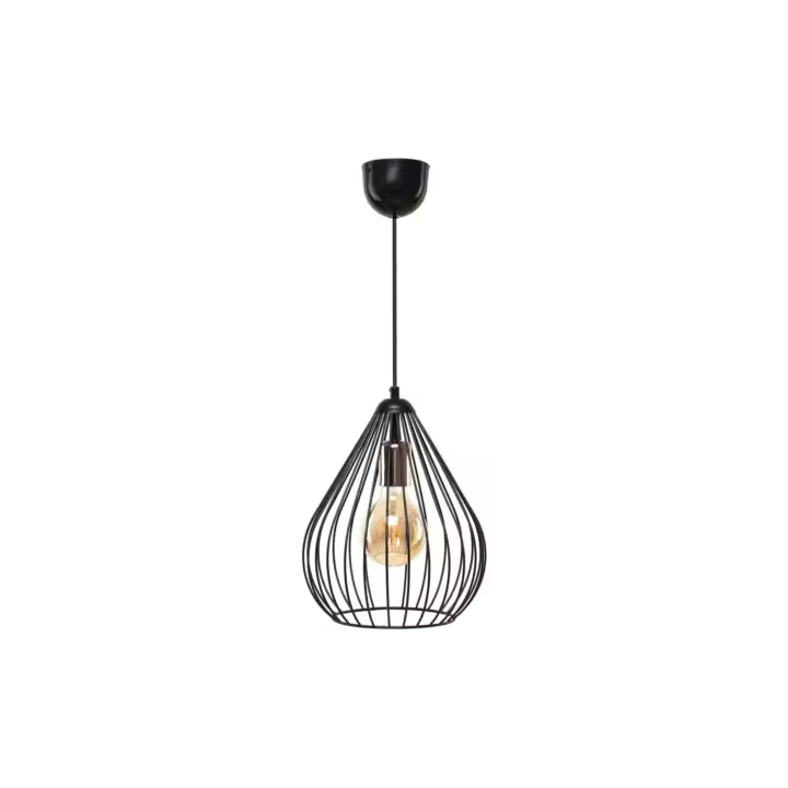 Lámpara de Techo Wellhome de Metal en Forma de Pera Color Negro con Pantalla de 31 Cm de Altura y Diámetro de 16 y 24 Cm - 1
