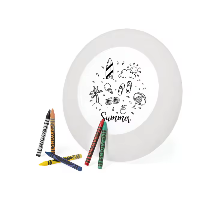 Pack original frisbee y ceras para pintar fabricado en caña de trigo  - Divertido Kit de Manualidades para Niños, Regalos originales niños, Detalles cumpleaños infantil para invitados, Manualidades accesorios y materiales mkt - 1