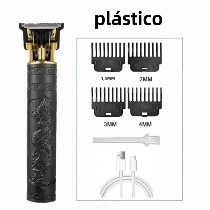 Afeitadora Recargable Para Hombres Corte De Pelo Vintage Barbería USB Carga Negra Dragón Tanyi ABS Adulto Eléctrico - 1