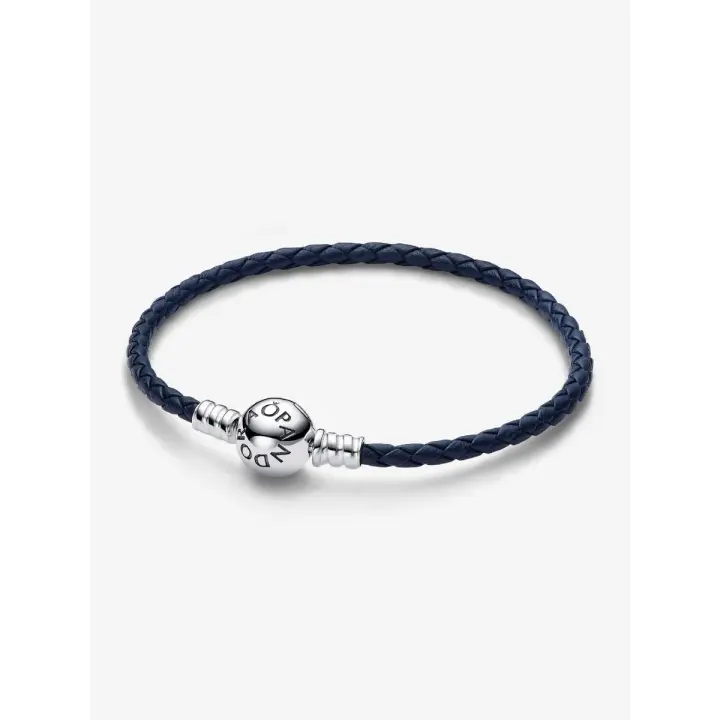 Pandora - Pulsera de cuero atado Azul Pandora Moments - Plata de Lei - 1