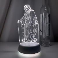 Lámpara De Noche 3D Ilusión De Jesús Cambio De 7 Colores Control Remoto LED Decorativa Cristiana Luz De Oración De Mesa - details 12
