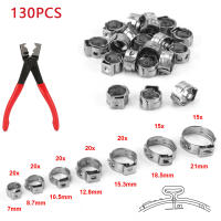 130pcs Abrazaderas De Tubo Sin Etapas De Acero Inoxidable 7-21mm Y Abrazaderas De Cinch Con Herramienta De 1PC Para Fontanería Y Combustible - details 1