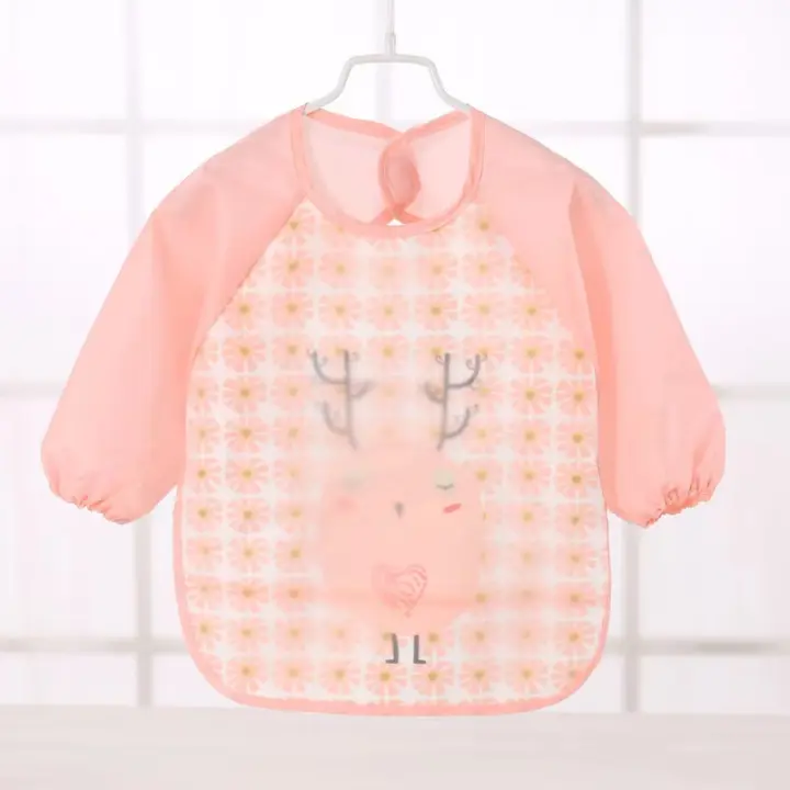 1 PCS Chaleco Largo Impermeable Para Niños En Rosa Bib De Comida Con Manos Libres Plegable Al Wash Pattern Tipo De Dibujos Animados Para Edad 4-6Años Material EVA Polyester - 1