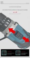 Taladro de mano profesional sin cable - Motor sin escobillas, 20 velocidades ajustables, multifunción  - Batería recargable de iones de litio para metal/madera/hormigón - details 6
