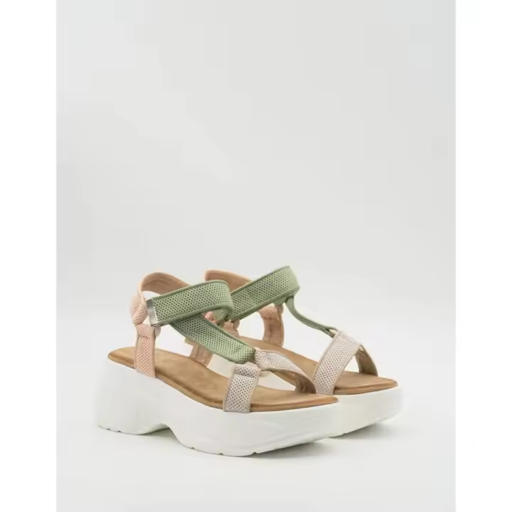 Sandalia deportiva con plataforma mujer con velcros - 1