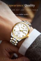 Reloj De Pulsera De Lujo Para Hombre OLEVS 5563 Acero Inoxidable Dorado Resistente Al Agua Calendario Doble Luminoso Estilo Formal - details 3