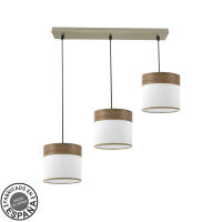 FABRILAMP - Regleta Cloe 3xe27 Cuero/blanca-madera Oscura Regx60x16 cm - details 1