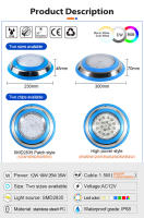 Luz Submarina LED Inalámbrica IP68 Acero Inoxidable 6W 9W 24W 36W 54W Azul Impermeable Lámparas Para Piscina AC12V RGB - details 2