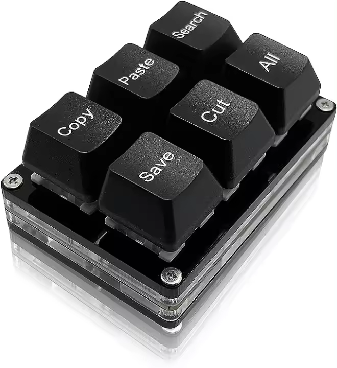 Teclado Mecánico De Un Solo Mano Con 6 Teclas De Copia Pegado Búsqueda Y Guardar Para Trabajo Y Juegos Con Macro De Atajos Programables - 1
