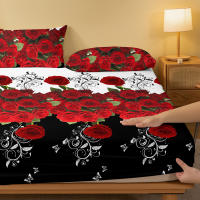 Edredón De Cama Con Patrón De Rosa Roja Delicado 1 Pieza Forro De Tela Mate Para Dormitorio Cobertura De Cama Sin Fundas De Almohada - details 3