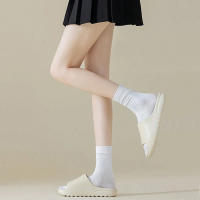 7 Pares De Calcetines De Cuello Redondo Para Mujer En Colores Sólidos Negro Y Blanco Absorbentes De Sudor Transpirables Calcetines Casuales Suaves Y Versátiles - details 2