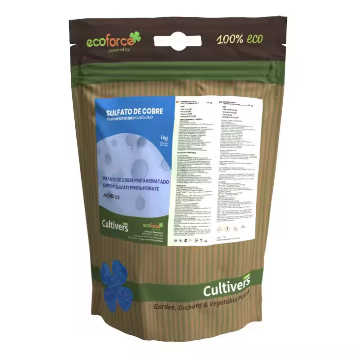 CULTIVERS Sulfato de Cobre cuprico CuSO. Polvo Mojable. Multiples usos: Limpieza de Piscinas y para el Jardín 1-kg - 1