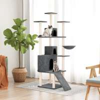 vidaXL Rascador para gatos con postes de sisal 175 cm torre para gatos Color Crema,  Gris claro,  Gris oscuro y mas - details 2