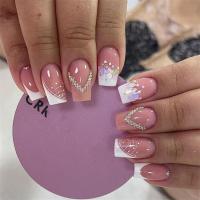 Juego De 24 Uñas Postizas Con Diseño De Flor Y Forma De Coffin Largas Ballerina Frases Francesas Acrílicas Cubiertas Por Encima Para Uñas Artísticas - details 2