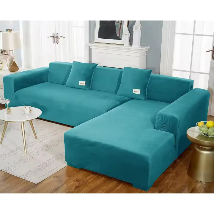 Funda de Sofa Chaise Longue Terciopelo Fundas Sofa Cheslong 1/2/3/4 plazas Elástica Brazo Largo Derecho Izquierda Funda Cubre Sofá de Forma L Protector para Sofá (Color : N, Size : 235-300cm) - 1
