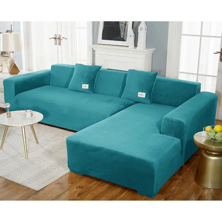 Funda de Sofa Chaise Longue Terciopelo Fundas Sofa Cheslong 1/2/3/4 plazas Elástica Brazo Largo Derecho Izquierda Funda Cubre Sofá de Forma L Protector para Sofá (Color : N, Size : 235-300cm) - 1