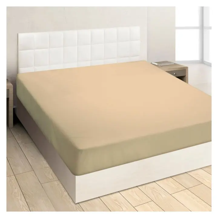 Sábana Bajera Punto Jersey, Color Beige, 100% Algodón, Burrito Blanco - 1