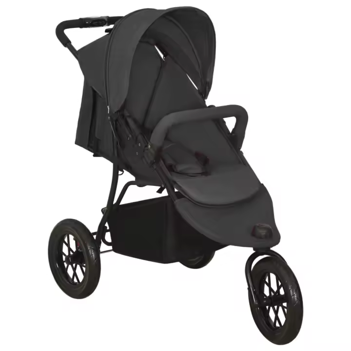 vidaXL Cochecito de bebé de acero gris antracita - 1
