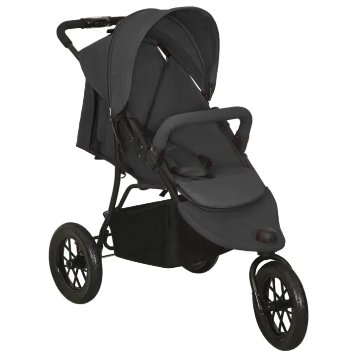 vidaXL Cochecito de bebé de acero gris antracita - 1