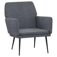 vidaXL Sillón de terciopelo 62x79x79 cm Gris claro, Gris oscuro, Negro Sillon Dormitorio Sillon Comodos Silla Relax Sillón Sofá - details 0