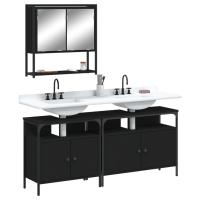 vidaXL Set de muebles de baño 3 pzas madera contrachapada en color Roble Sonoma/Gris sonoma/Marrón roble y más | almacenamiento funcional diseño moderno para baño dormitorio sala - details 3