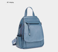 Mochila Pequeña De Cuero Zency Para Mujer Con Muchos Bolsillos Y Cubierta De Flap Antirrobo Bolso De Hombro De Moda - details 11