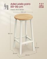 Conjunto de taburetes de bar, juego de 2, sillas redondas para cocina con asientos altos, altura 65 cm, estructura de acero resistente, fácil montaje, estilo industrial - details 11