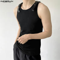 Chaleco De Cuero Para Hombre Ajustado Y Cómodo Casual Color Sólido Tamaño S-5XL INCERUN Top 2023 O-Neck Sin Capucha - details 2