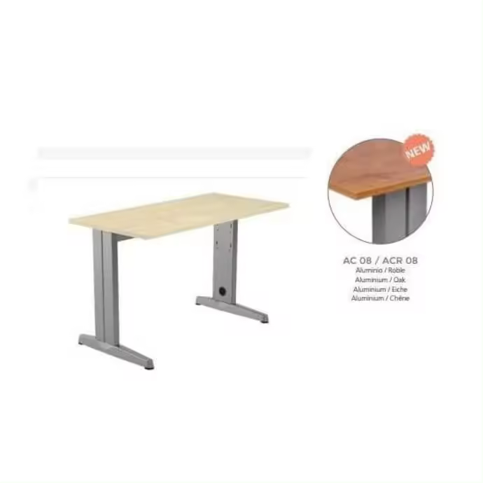 Rocada | Mesa Oficina Ancha para Teletrabajo, Despacho, Ordenadores Estructura de Acero en L Color Gris | Mesa Robusta Regulable en Altura| 140 X 80 Cm | Acabados en Roble - 1