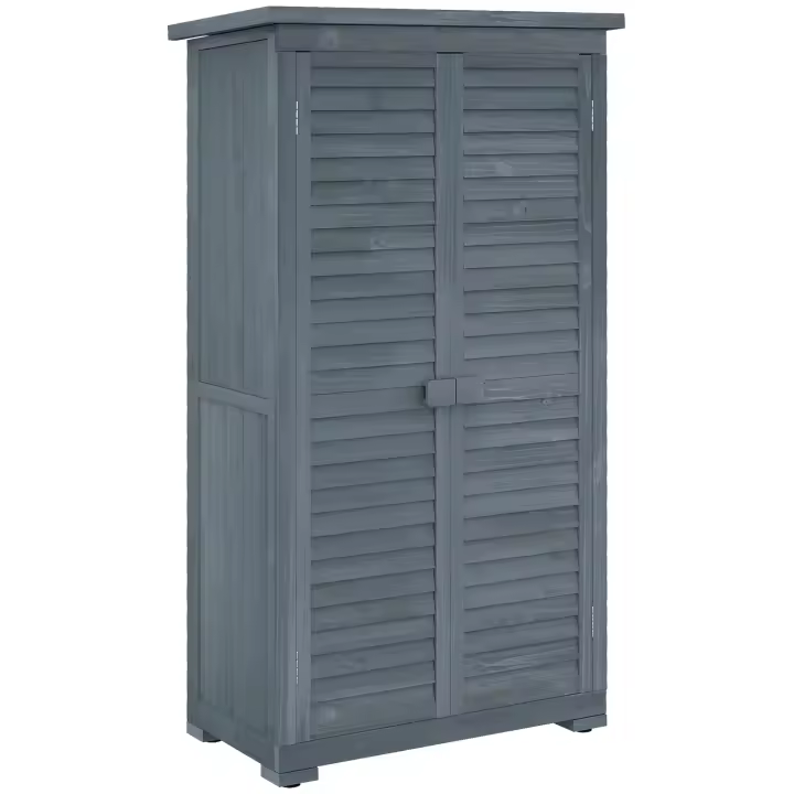 Outsunny Cobertizo de Madera 0,31 m² 87x46,5x160 cm Armario Exterior de Madera con 2 Puertas y 2 Estantes Interior - 1