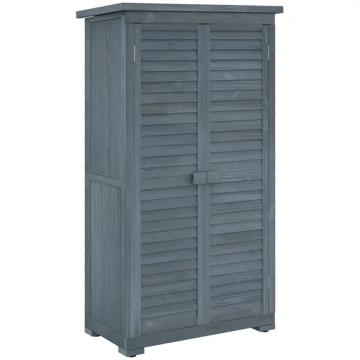 Outsunny Cobertizo de Madera 0,31 m² 87x46,5x160 cm Armario Exterior de Madera con 2 Puertas y 2 Estantes Interior - 1