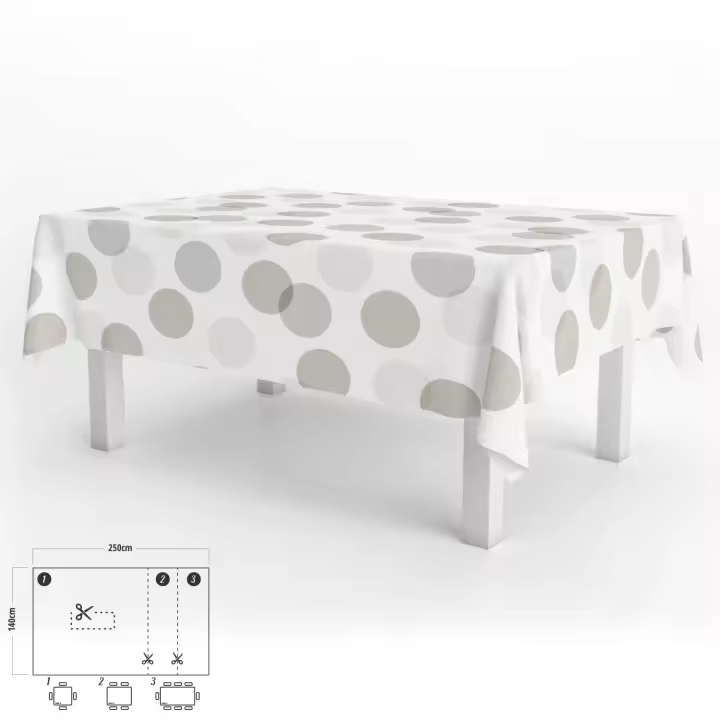 Oryx Mantel Hule Rectangular Circulos Beige Impermeable Antimanchas PVC 140x250 Cm - 1
