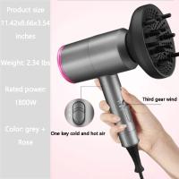 Cecidadi Secador Pelo Ionico, Secadores de Pelo iones Profesional Hair Dryer Motor AC Motor Rápido, 3 Temperaturas, Secador con Difusor y Concentrador para Cabello Rizado, Cuidado del Cabello a Temperatura Constante, Potencia 1800W - details 4