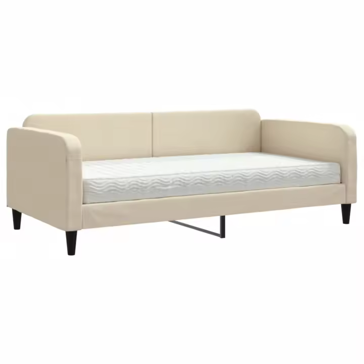 vidaXL Sofá cama con colchón tela crema 100x200 cm - 1